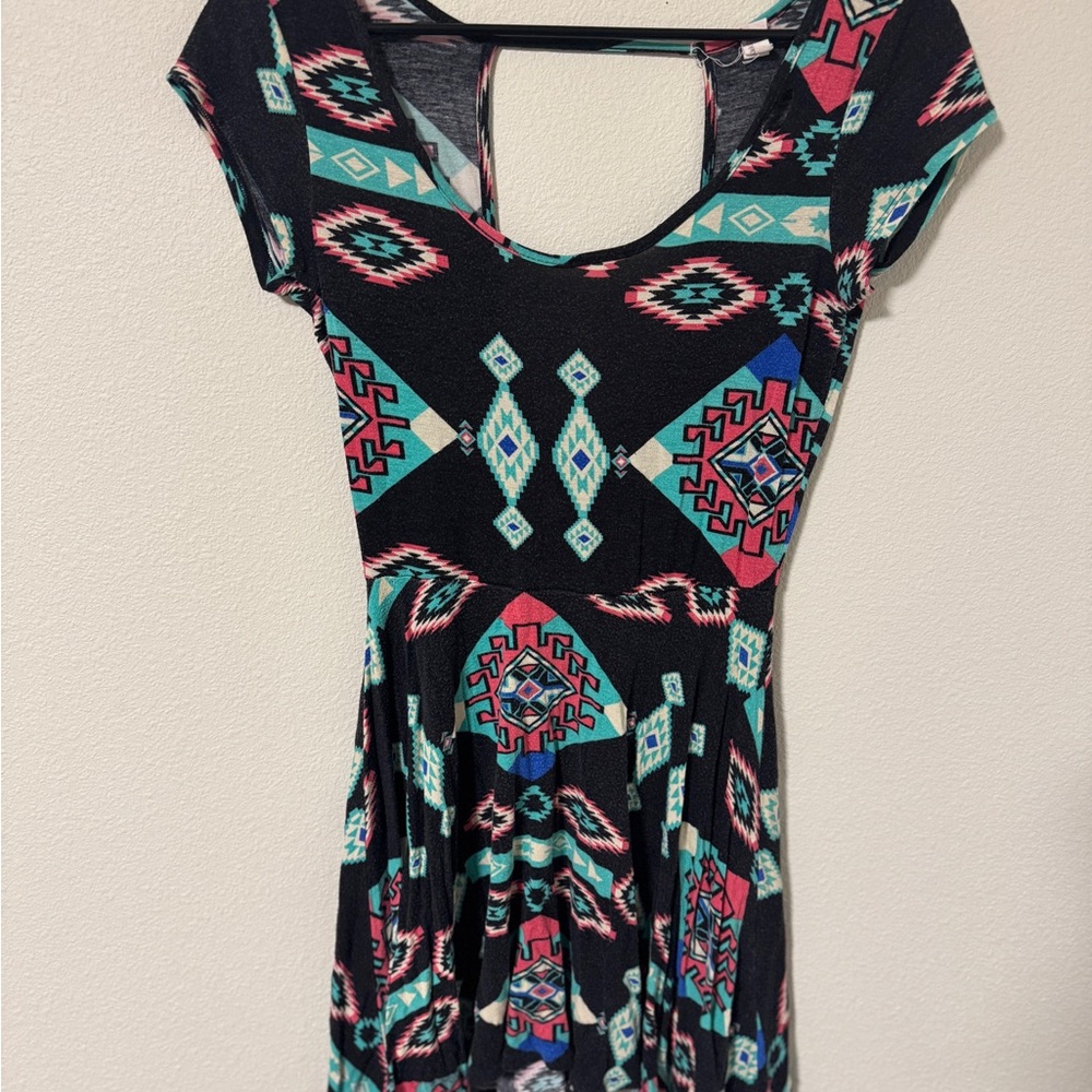 Tribal Print Black Dress